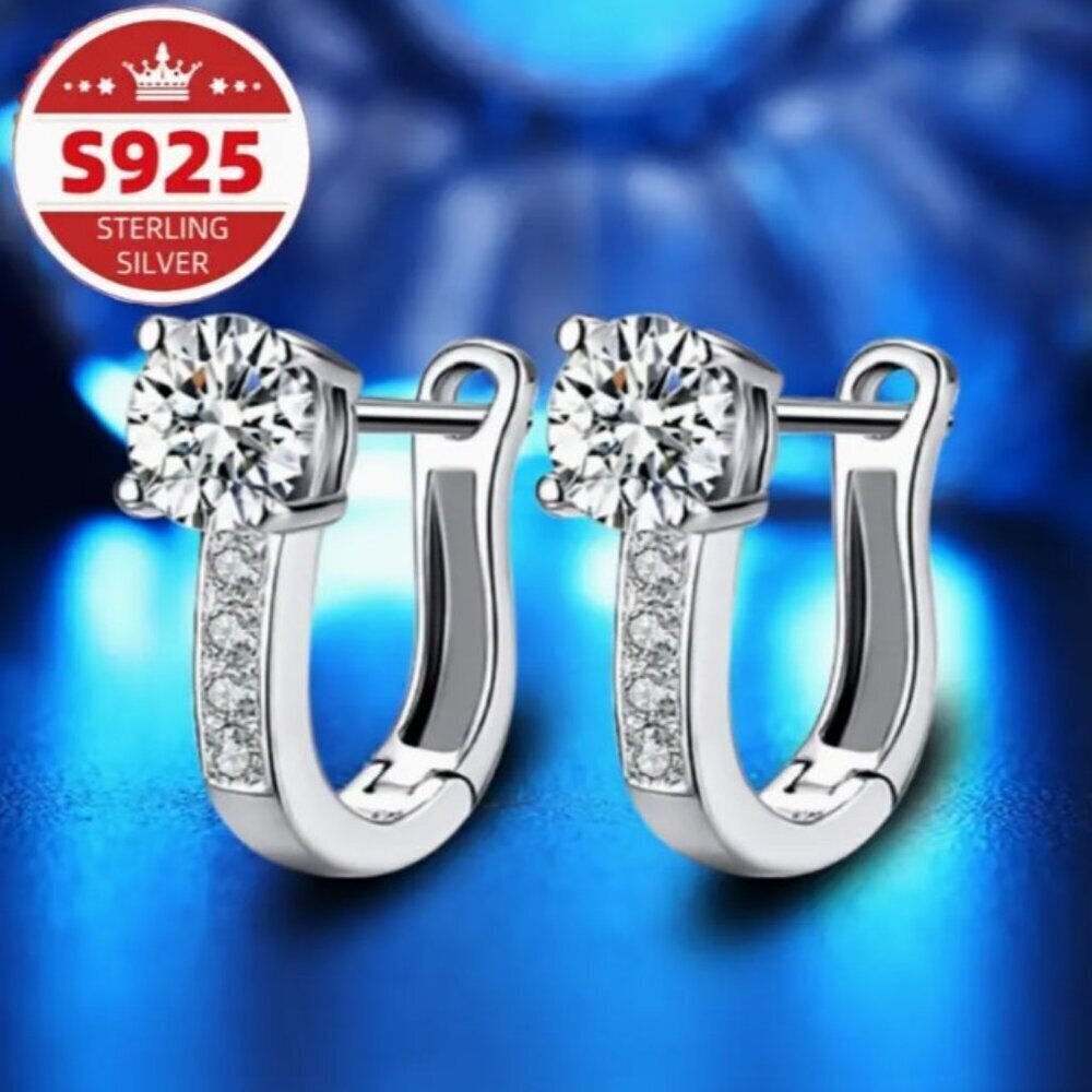 S925 Sterling Silver Ring Earrings Synthetic Cubic Zirconia Dainty Size Elegant